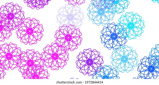 Light Pink, Blue vector doodle template with flowers. Abstract illustration with flowers in Origami style. Colorful pattern for spring parties.