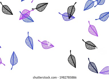 Light Pink, Blue vector doodle texture. Creative illustration in simple style with leaves. The textured pattern for website.