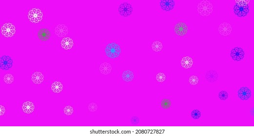 Light pink, blue vector doodle pattern with flowers. Simple design with flowers on abstarct background. Smart design for wrapping, wallpapers.