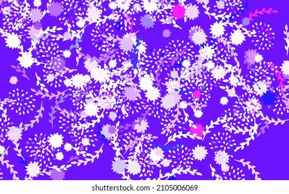 Light Pink, Blue vector doodle pattern with flowers, roses. Sketchy doodle flowers on white background. Colorful pattern for kid's books.