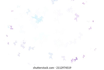 Light Pink, Blue vector doodle texture with branches. Abstract illustration with leaves, branches in doodles style. Textured pattern for websites, banners.