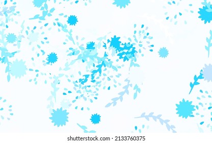 Light Pink, Blue vector doodle background with flowers, roses. Creative illustration in blurred style with flowers. New template for your design.
