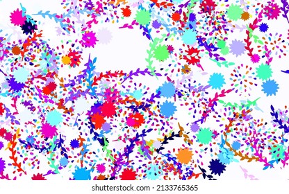 Pink claro, azul vectorial de fondo de doodle con flores, rosas. Ilustración colorida al estilo doodle con flores. Plantilla para fondos de teléfonos móviles.
