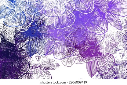 Tejido de doodle de color rosa claro, azul vectorial con flores. Ilustración abstracta moderna con flores. Patrón para jefes de sitios web, diseños.