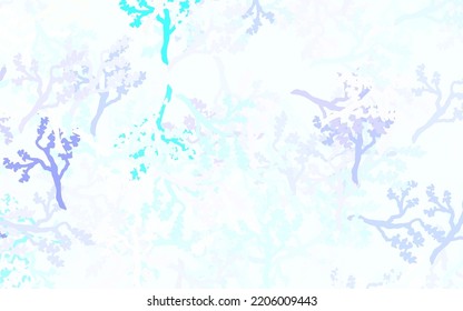 Light Pink, Blue vector doodle template with leaves, branches. Abstract illustration with leaves, branches in doodles style. Brand new design for your business.