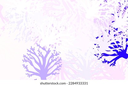 Light Pink, Blue vector doodle backdrop with branches, leaves. Shining colored illustration with leaves and branches. Pattern for wallpapers, coloring books.