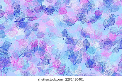 Light Pink, Blue vector doodle layout with leaves. Sketchy doodles on white background. Pattern for wallpapers, coloring books.