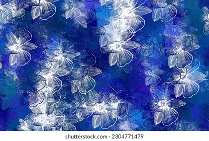 Light Pink, Blue vector doodle background with flowers. Sketchy doodle flowers on white background. Hand painted design for web, leaflets.