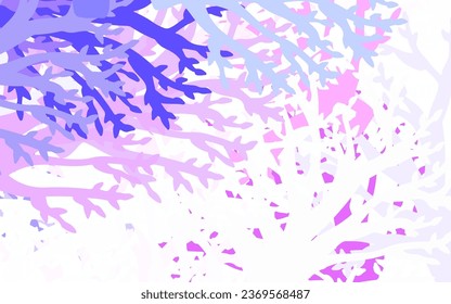 Light Pink, Blue vector doodle background with leaves, branches. Colorful illustration in doodle style with leaves, branches. Elegant pattern for your brand book.