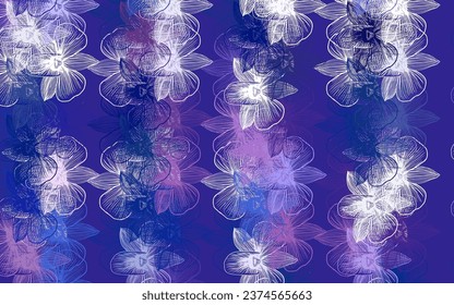 Light Pink, Blue vector doodle pattern with flowers. Shining colored illustration with flowers. Pattern for heads of websites, designs.
