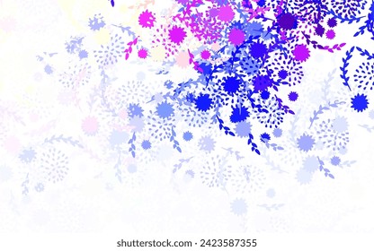 Pink claro, azul vectorial de fondo de doodle con flores, rosas. Ilustración abstracta brillante con flores. Nuevo diseño para su negocio.