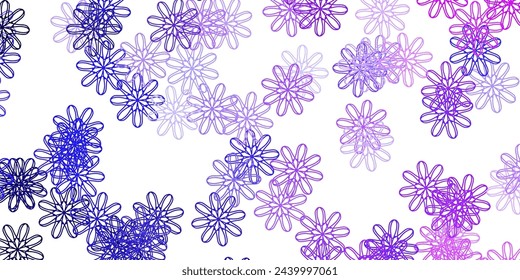 Rosa claro, textura de garabato vector azul con flores. Diseño simple con flores sobre fondo abstracto. Patrón colorido para fiestas de primavera.