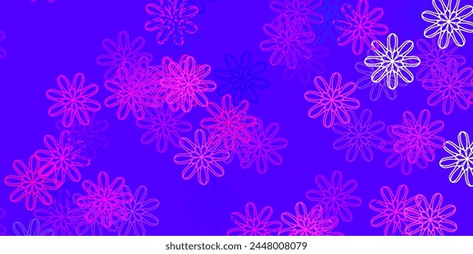 Hellrosa, blaues Vektorgrafik-Kritzelmuster mit Blumen. Einfache farbige Illustration mit abstrakten Blumen. Muster für die Frauentagsförderung.