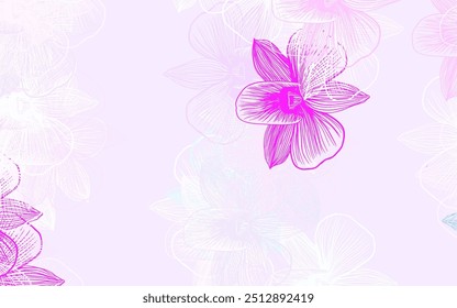 Light Pink, Blue vector doodle pattern with flowers. Flowers in natural style on white background. New template for your brand book.