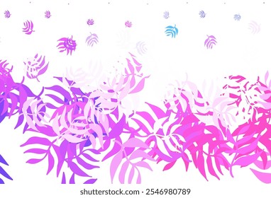 Light Pink, Blue vector doodle template with leaves. Doodle illustration of leaves in Origami style with gradient. Hand painted design for web, wrapping.