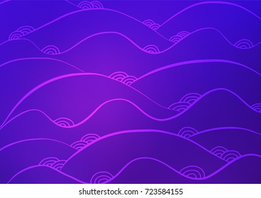 Light Pink, Blue vector doodle blurred pattern. Colorful abstract illustration with lines in Asian style. Hand painted design for web, wrapping, wallpaper.