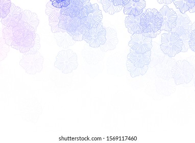 Light Pink, Blue vector elegant pattern with leaves. Colorful illustration with flowers in doodle style. Pattern for heads of websites, designs.