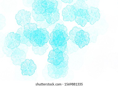 Light Pink, Blue vector elegant wallpaper with leaves. Illustration with colorful abstract doodle flowers. New design for your business.