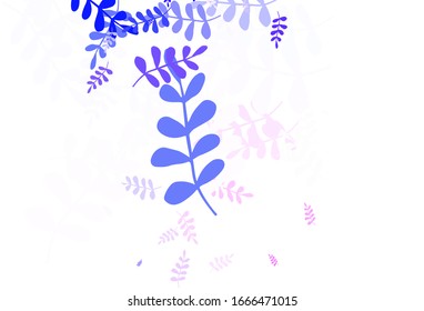 Light Pink, Blue vector elegant template with leaves. A vague abstract illustration with leaves in doodles style. Pattern for heads of websites, designs.