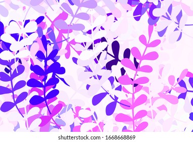 Light Pink, Blue vector elegant background with leaves. Shining colored illustration with leaves in doodle style. Elegant pattern for your brand book.