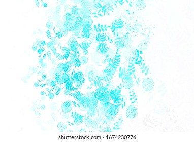 Light Pink, Blue vector elegant pattern with leaves. leaves on blurred abstract background with gradient. Doodle design for your web site.