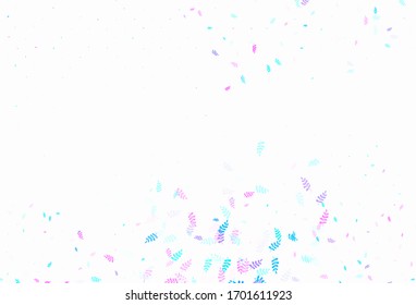 Light Pink, Blue vector elegant background with leaves. A vague abstract illustration with leaves in doodles style. Template for backgrounds of cell phones.