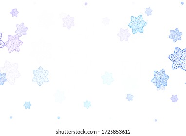 Light Pink, Blue vector elegant background with flowers. Decorative design of flowers on white background. Brand new design for your business.
