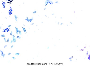 Light Pink, Blue vector elegant template with leaves. New colorful illustration in doodle style with leaves. New template for your design.