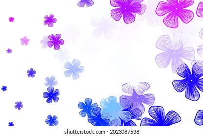 Pink claro, azul vector elegante fondo con flores. Decoración de flores sobre fondo blanco. Diseño pintado a mano para la web, folletos.