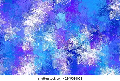 Color rosa claro, azul vectorial elegante con flores. Flores con gradiente sobre fondo blanco. Patrón elegante para tu libro de marca.