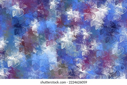 Hellrosa, blauer, vektor-eleganter Hintergrund mit Blumen. Neue farbige Illustration mit Blumen. Neuer Stil für Ihr Business-Design.
