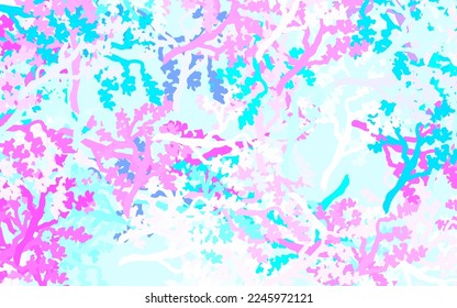 Light Pink, Blue vector elegant template with leaves, branches. Colorful illustration in doodle style with leaves, branches. Brand new design for your business.