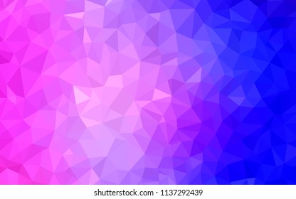 Light Pink, Blue vector gradient triangles texture. Shining polygonal illustration, which consist of triangles. Completely new template for your banner.