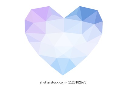 Light Pink, Blue vector greeting Card Happy Valentine's Day. Lettering with hearts on the white polygonal background. Colored triangular illustration for your business.