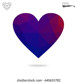 Light Pink, Blue vector greeting Card Happy Valentine's Day. Lettering with hearts on the white polygonal background. Colored triangular illustration for your business.
