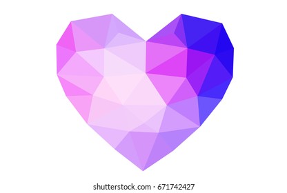 Light Pink, Blue vector greeting Card Happy Valentine's Day. Lettering with hearts on the white polygonal background. Colored triangular illustration for your business.