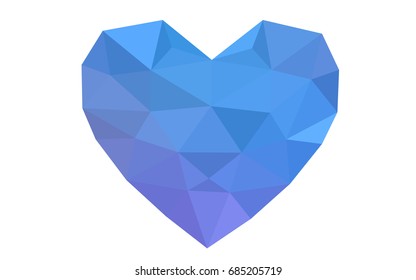 Light Pink, Blue vector greeting Card Happy Valentine's Day. Lettering with hearts on the white polygonal background. Colored triangular illustration for your business.