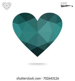 Light Pink, Blue vector greeting Card Happy Valentine's Day. Lettering with hearts on the white polygonal background. Colored triangular illustration for your business.