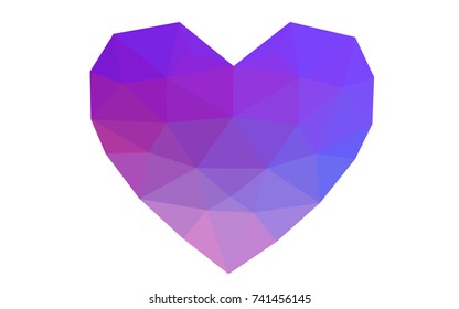 Light Pink, Blue vector greeting Card Happy Valentine's Day. Lettering with hearts on the white polygonal background. Colored triangular illustration for your business.