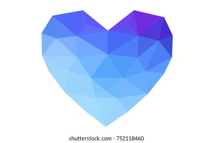 Light Pink, Blue vector greeting Card Happy Valentine's Day. Lettering with hearts on the white polygonal background. Colored triangular illustration for your business.