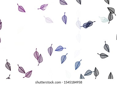 Light Pink, Blue vector hand painted backdrop. Doodle illustration of leaves in Origami style with gradient. A new texture for your design.