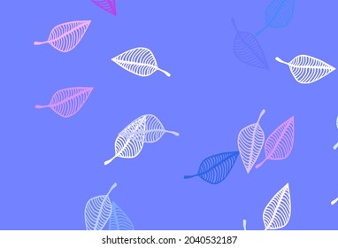 Light Pink, Blue vector hand painted backdrop. Decorative illustration with abstract colorful leaves. The textured pattern for website.