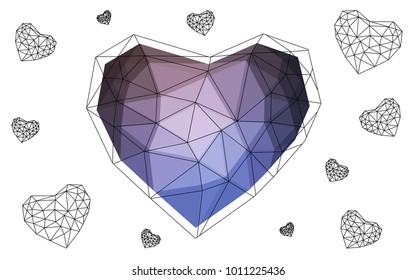 Light Pink, Blue vector heart isolated on white background.