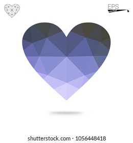 Light Pink, Blue vector heart isolated on white background. Geometric rumpled triangular low poly origami style gradient graphic illustration. Polygonal design for your business.