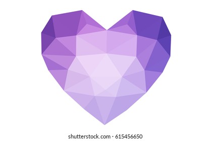 Light Pink, Blue vector heart isolated on white background. Geometric rumpled triangular low poly origami style gradient graphic illustration. Polygonal design for your business.