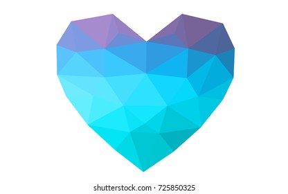 Light Pink, Blue vector heart isolated on white background. Geometric rumpled triangular low poly origami style gradient graphic illustration. Polygonal design for your business.