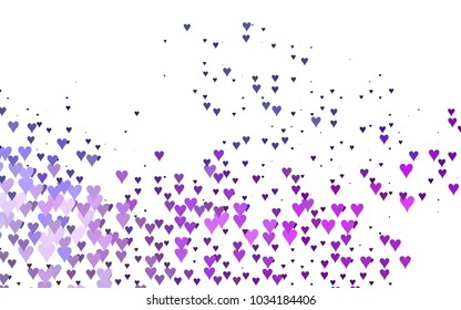 Light Pink, Blue vector hearts isolated on white background. Cool pattern in origami style with gradient for Valentine day. Graphic illustration for your business design.