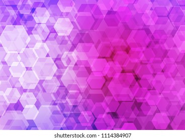 Light Pink, Blue vector hexagon mosaic background. An elegant bright illustration with gradient. The polygonal design can be used for your web site.