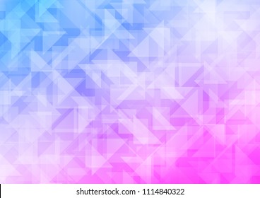 Light Pink, Blue vector hexagon mosaic texture. Geometric illustration in Origami style with gradient.  The best triangular design for your business.