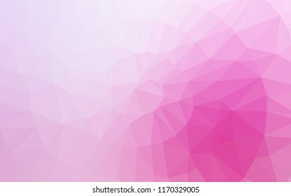 Light Pink, Blue vector hexagon mosaic cover. Geometric illustration in Origami style with gradient.  Triangular pattern for your business design.